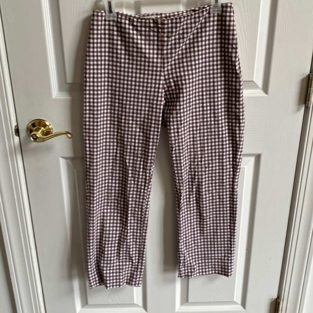 Brown and white gingham brooks brothers women’s capris